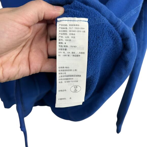 Abercrombie & Fitch Royal Blue Henley Hoodie M Y2K Preppy Retro Casual Core - Picture 8 of 8